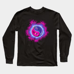 pink yin yang fire design Long Sleeve T-Shirt